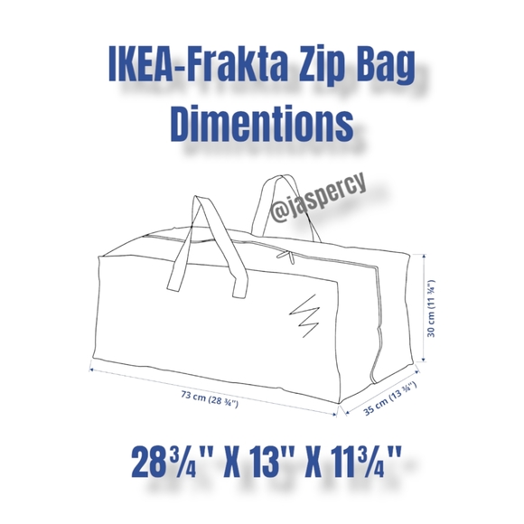 IKEA Frakta - Two (2) ZIPPERED Large Blue Storage Bag Handles/Backpack Storage - Picture 3 of 11